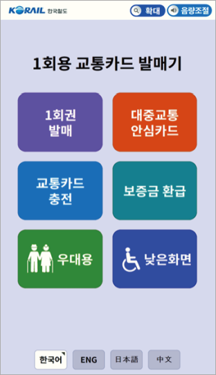 휠체어를 탄 사람이 낮은화면의 키오스크를 사용하는 이미지