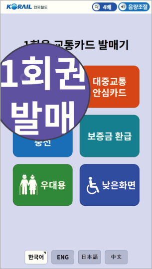 키오스크에 촉각 캐패드와 이어폰 설명 이미지